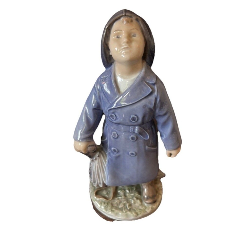 VINTAGE Royal Copenhagen Porcelain Figurine Boy with Umbrella #3556 Denmark MINT